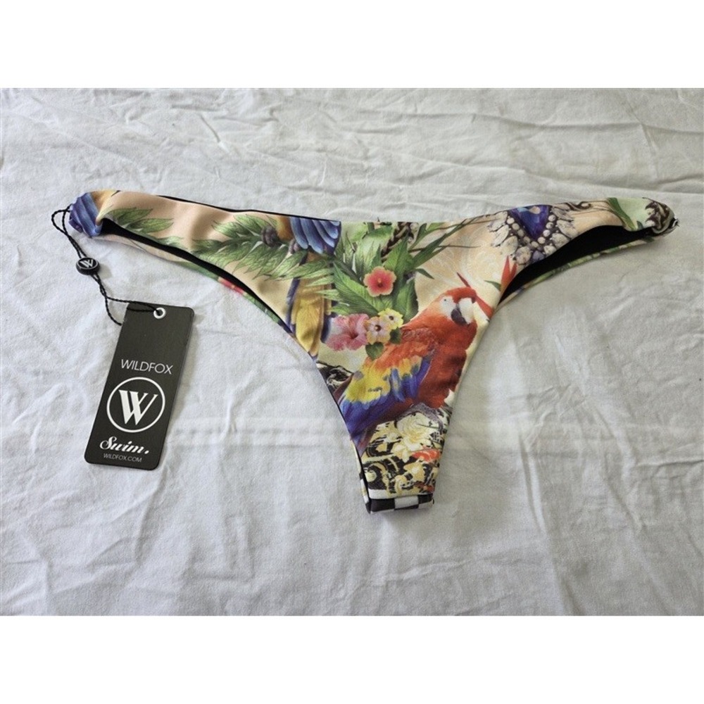 NWT WILDFOX L Twisted Brazilian Checked Bikini Bottoms Swim 131634